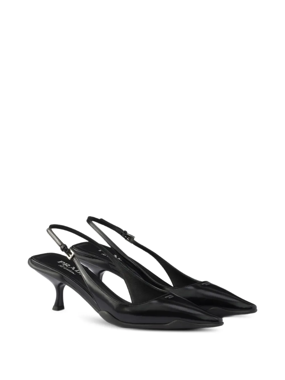Prada Leren slingback pumps Zwart