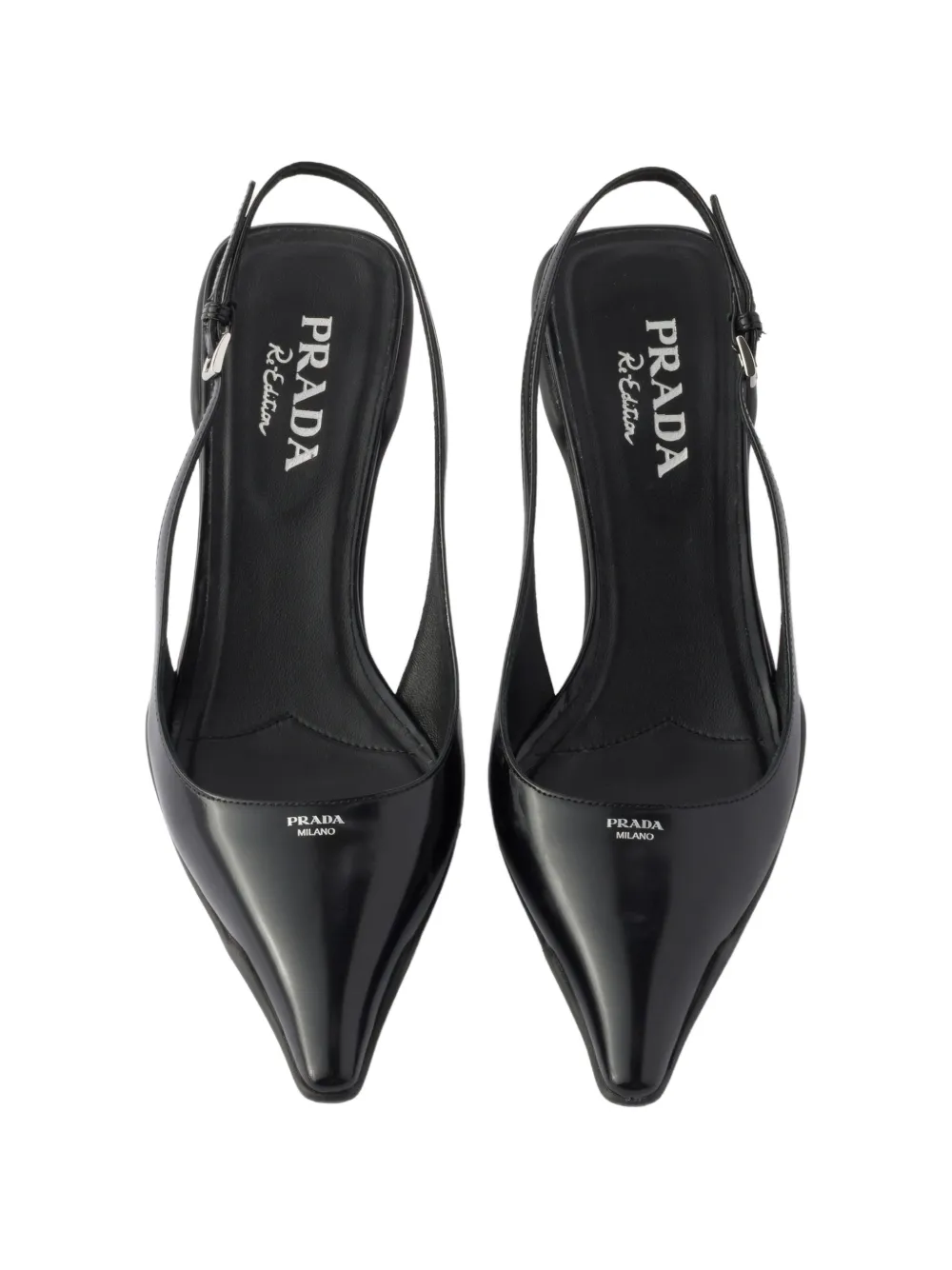 Prada Leren slingback pumps Zwart