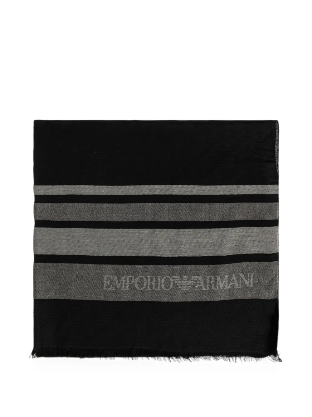 Emporio Armani stole in striped modal and viscose with delicate fringe - Schwarz