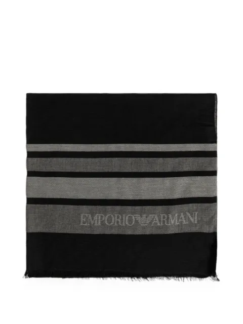 Emporio Armani estola a rayas de modal y viscosa con flecos delicados