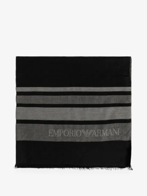 Emporio Armani stole in striped modal and viscose with delicate fringe