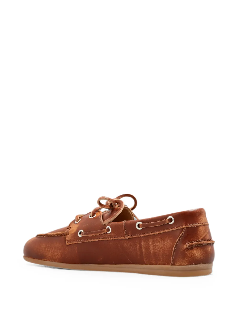 Posa Geborstelde leren bootschoenen Bruin