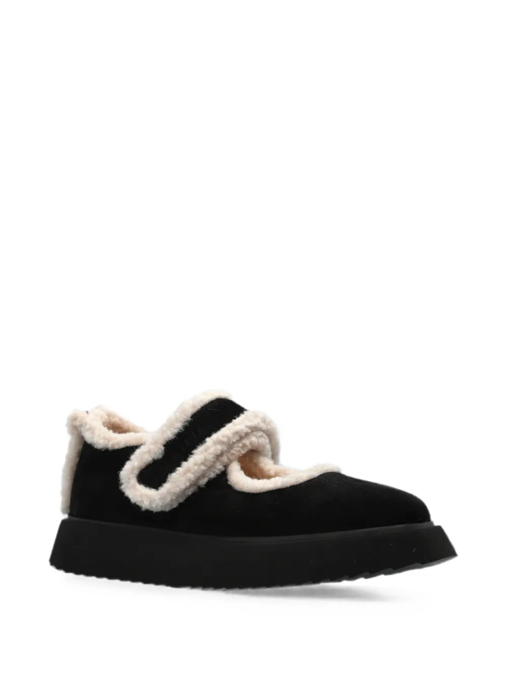 Inuikii Leren ballerina's met lammy afwerking Zwart