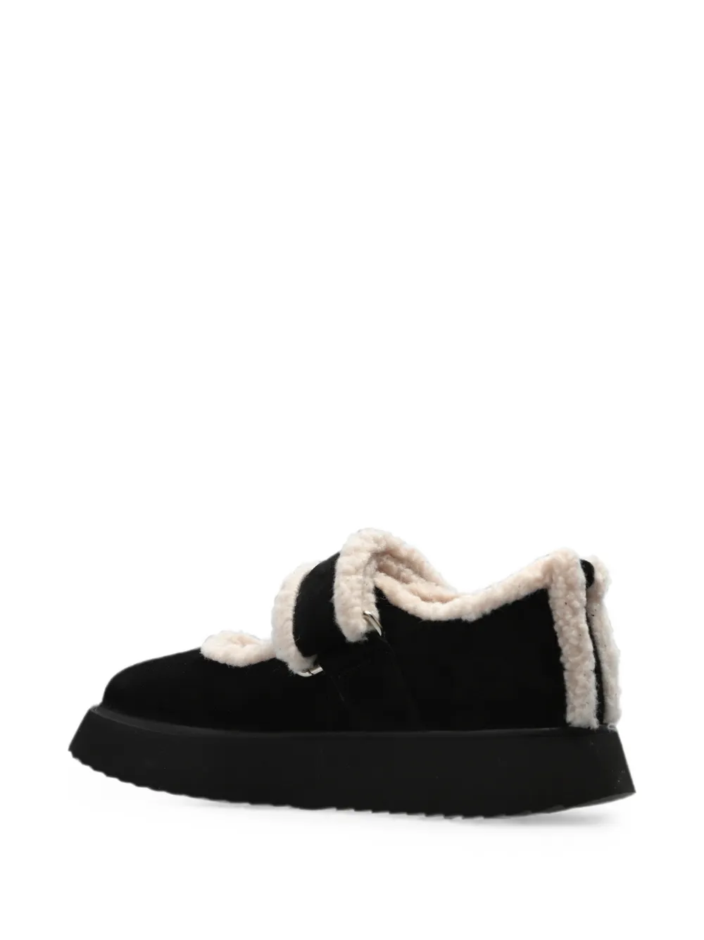 Inuikii Leren ballerina's met lammy afwerking Zwart