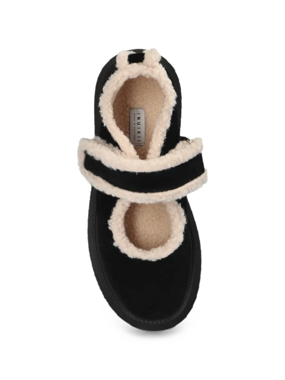 Inuikii Leren ballerina's met lammy afwerking Zwart