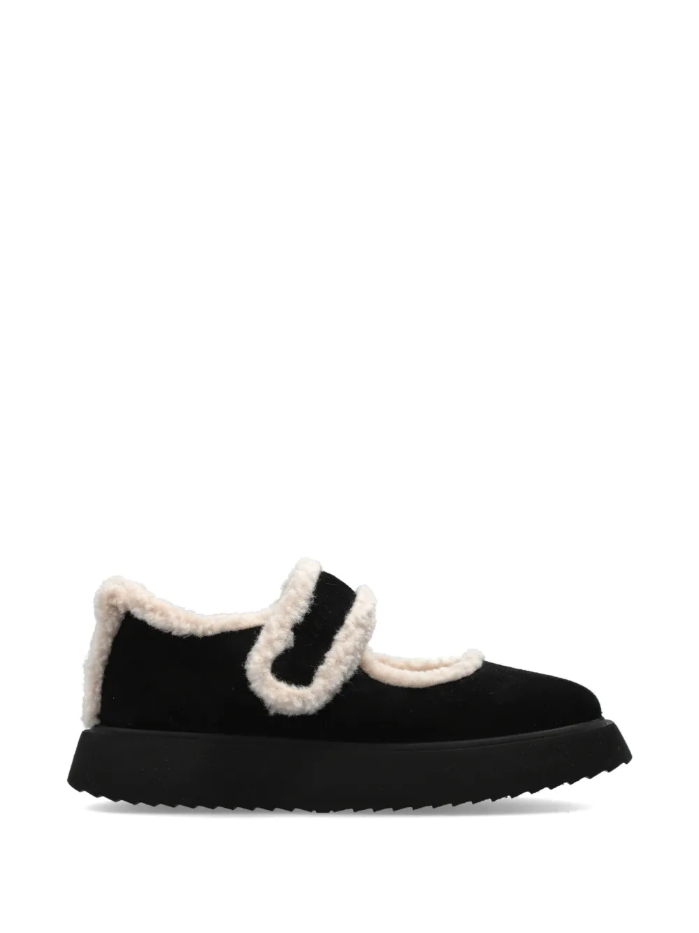 Inuikii shearling-trim leather ballet flats - Nero