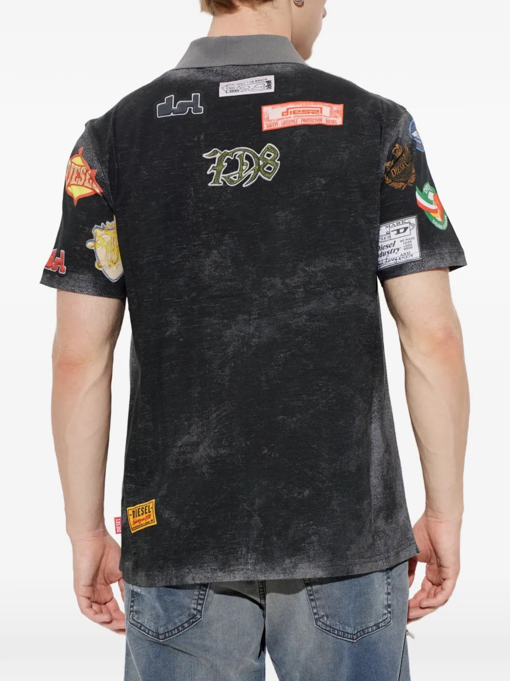 Diesel Poloshirt met patch Zwart