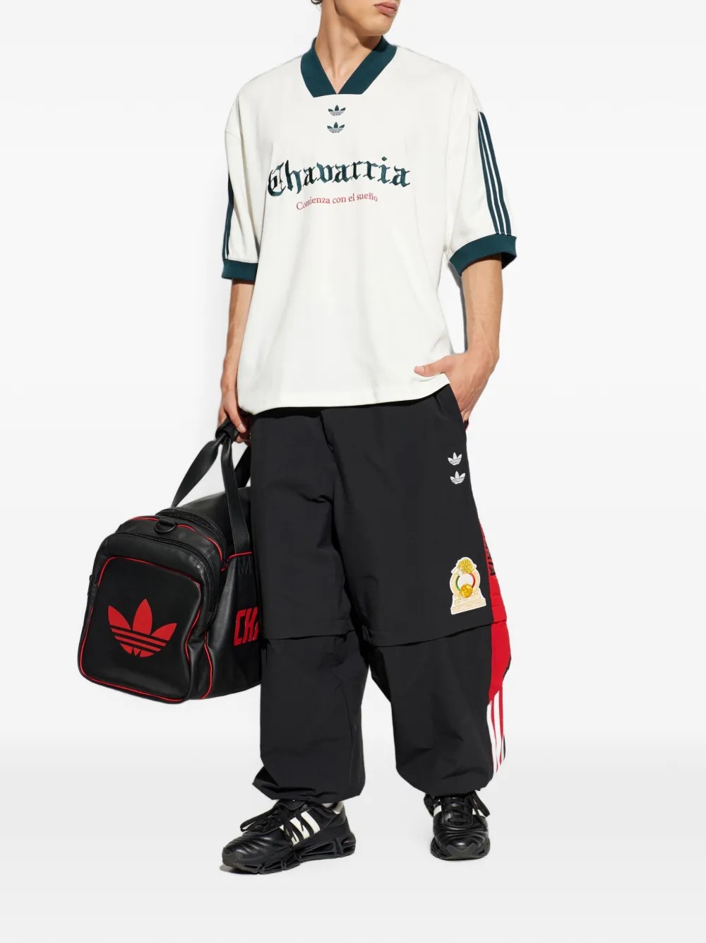 adidas x Willy Chavarria T-shirt met logo-print en V-hals Wit