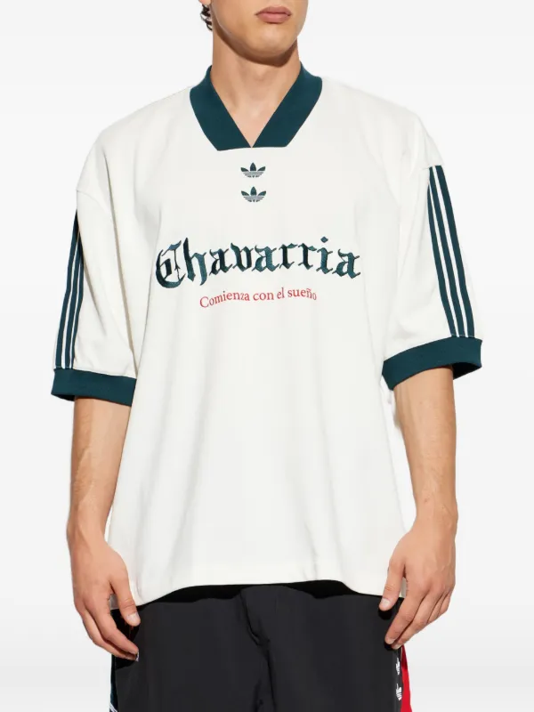 Adidas x Willy Chavarria logo-print V-neck T-shirt | White | FARFETCH