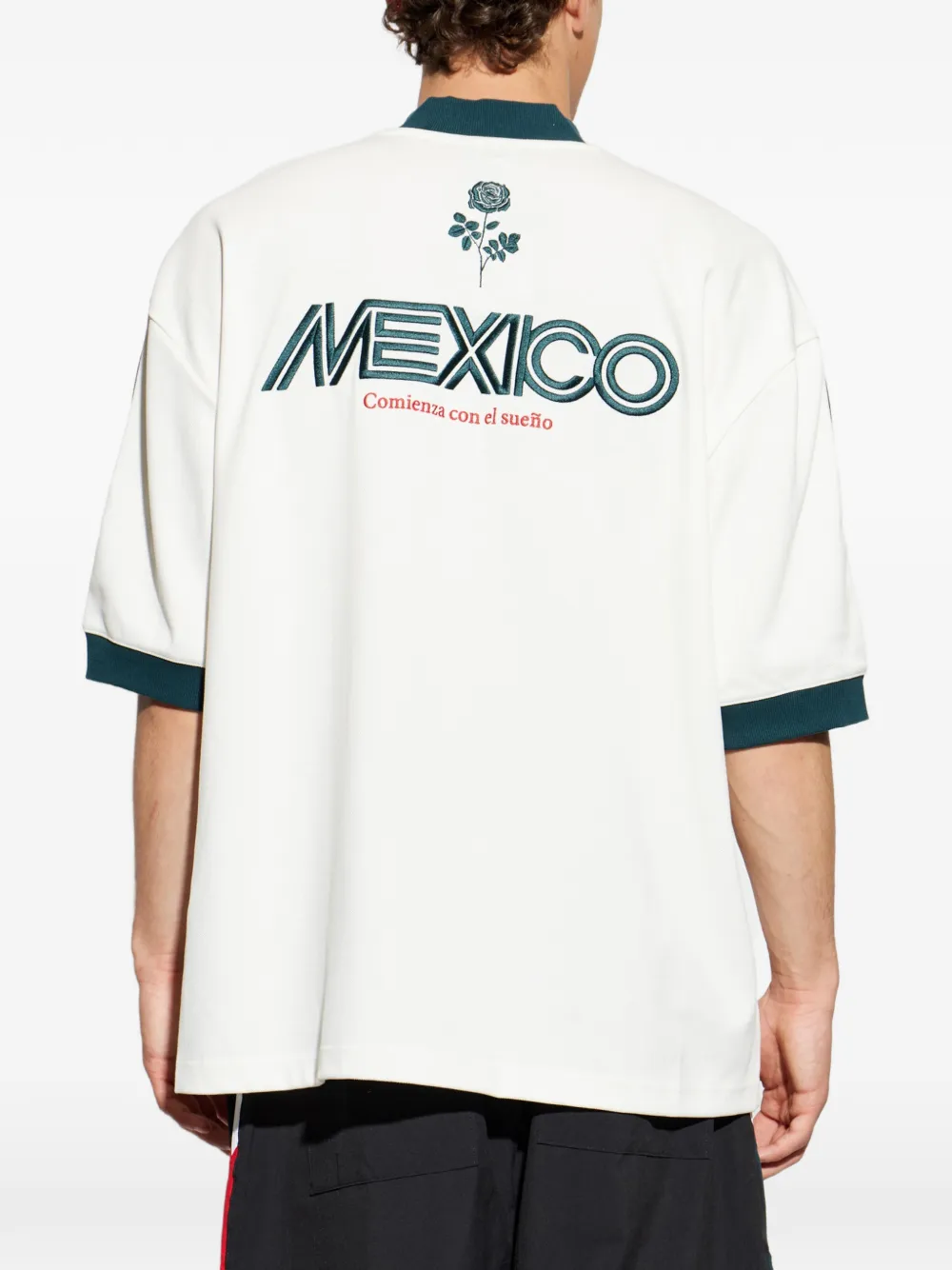 adidas x Willy Chavarria T-shirt met logo-print en V-hals Wit