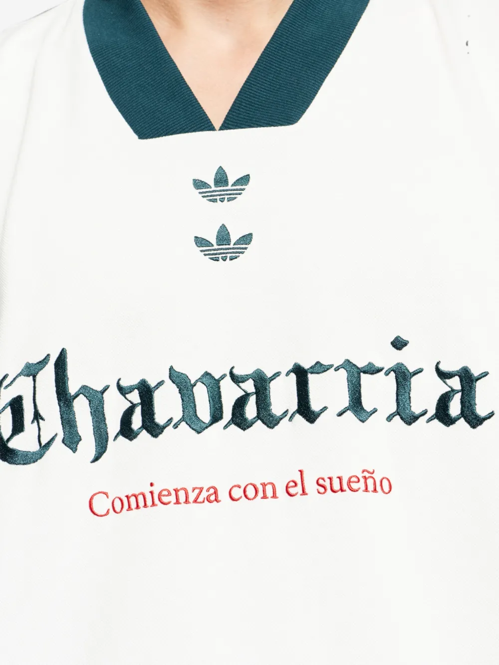 adidas x Willy Chavarria T-shirt met logo-print en V-hals Wit