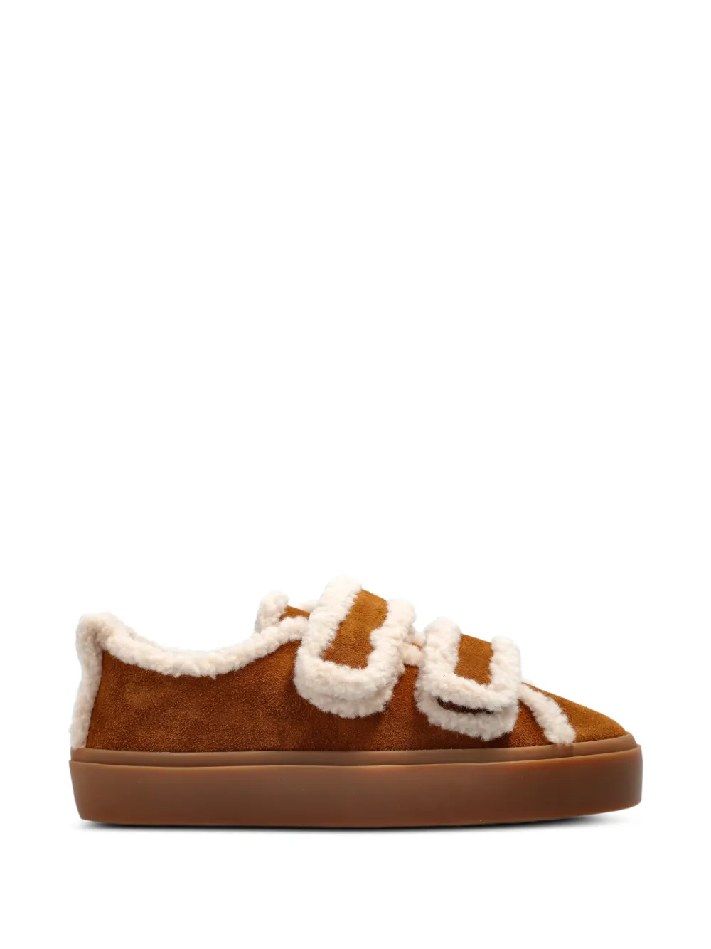 Inuikii shearling-trim touch-strap low sneakers - Braun