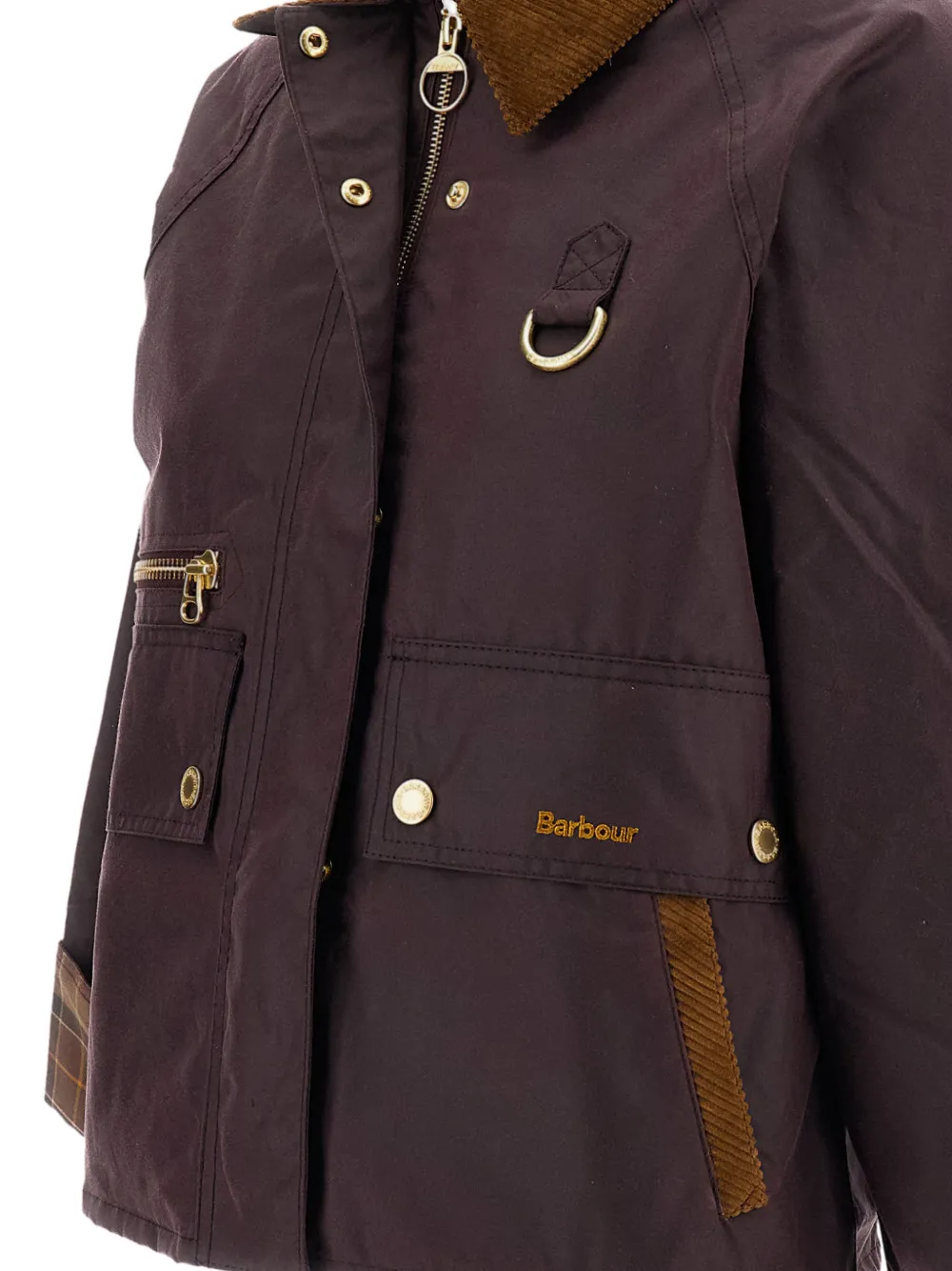 Barbour Cottingham gewaxt jack met ribfluwelen kraag Bruin