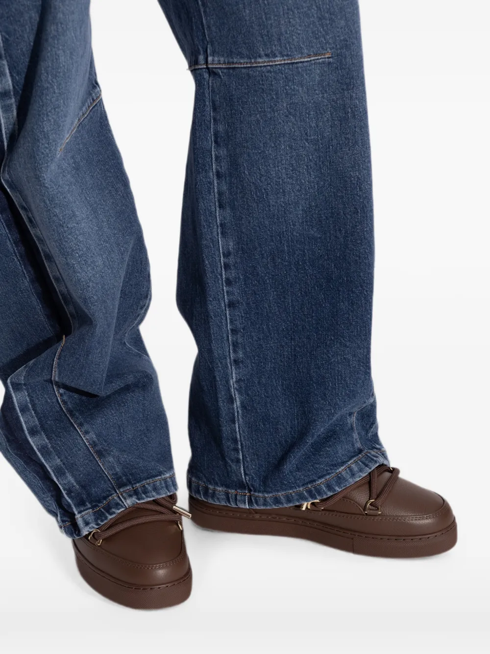 Inuikii Leren snowboots met veters Bruin