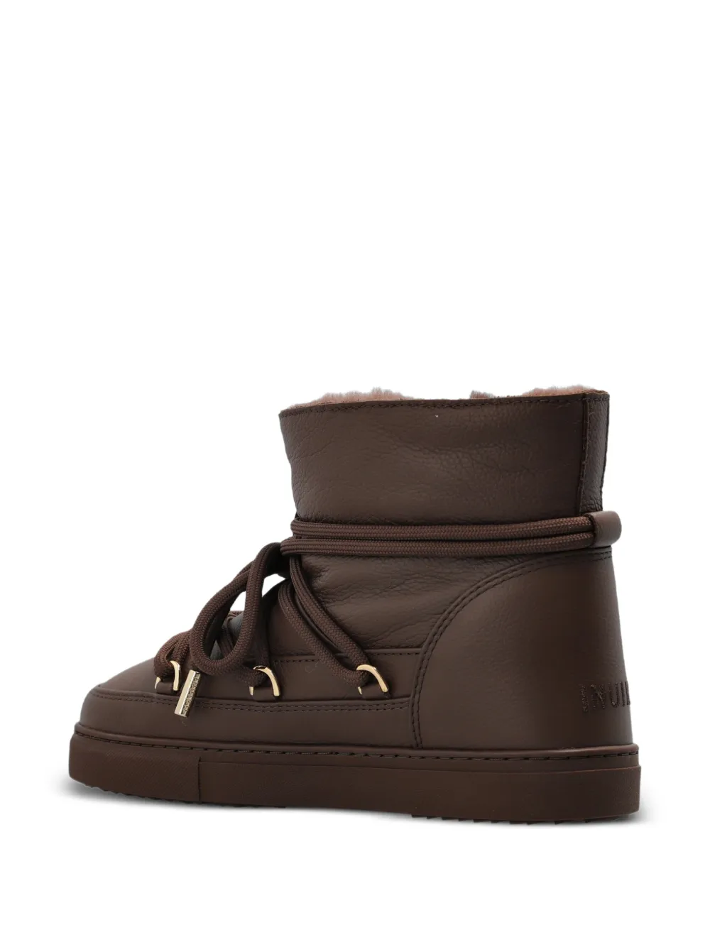 Inuikii Leren snowboots met veters Bruin