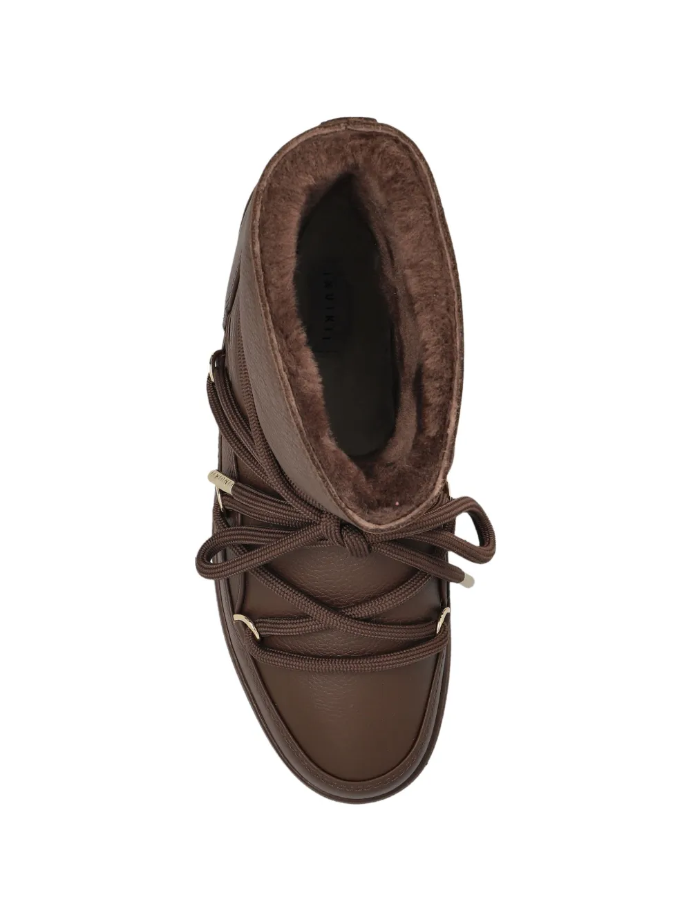 Inuikii Leren snowboots met veters Bruin