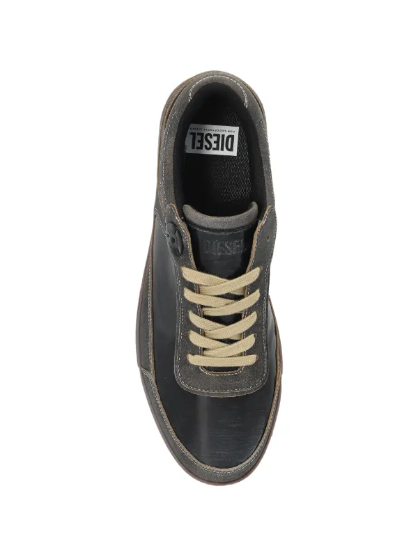 Diesel S-D-Coffee Panelled Leather Sneakers | Black | FARFETCH
