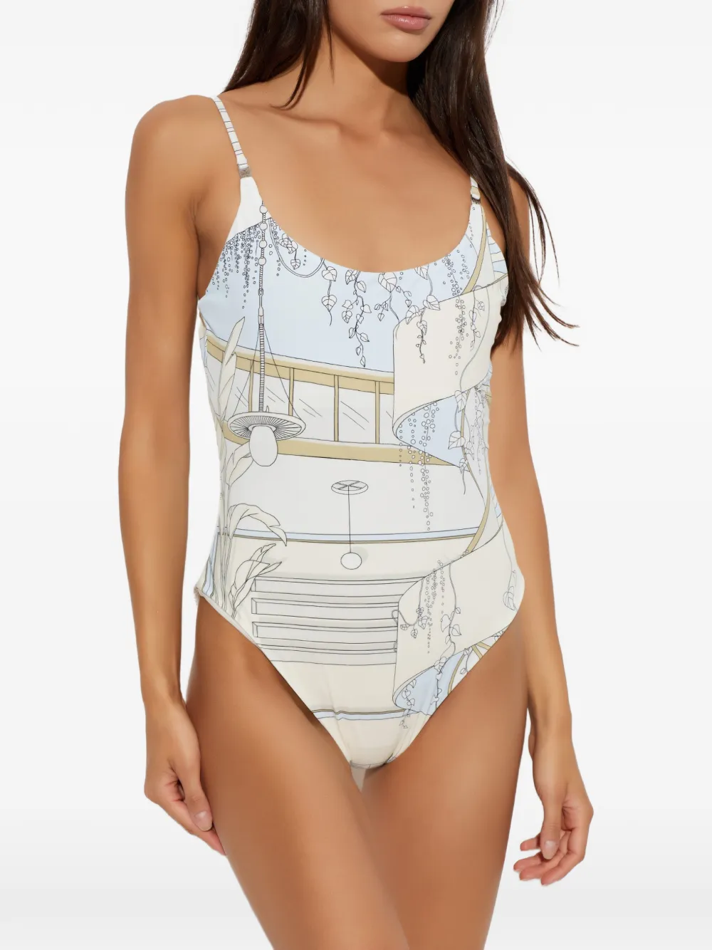 Tory Burch Badpak met print Beige