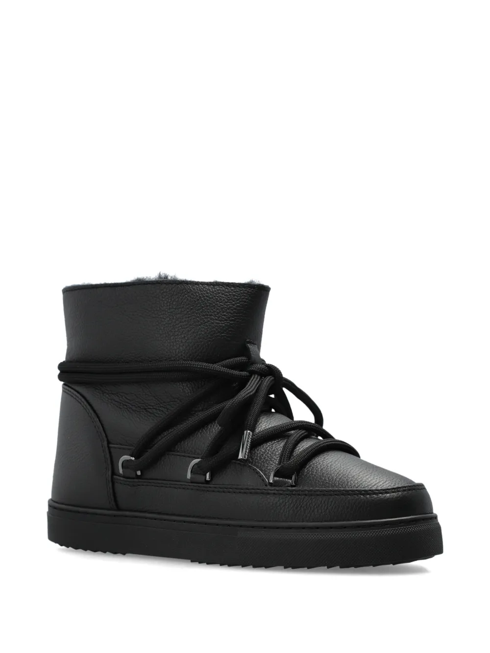 Inuikii Leren snowboots met veters Zwart