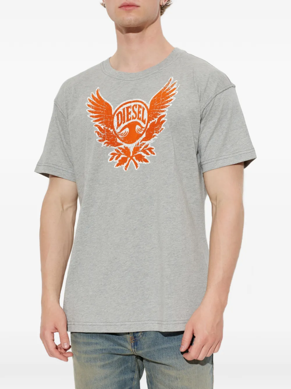 Diesel T-NORM-AA4 katoenen T-shirt met logoprint Grijs