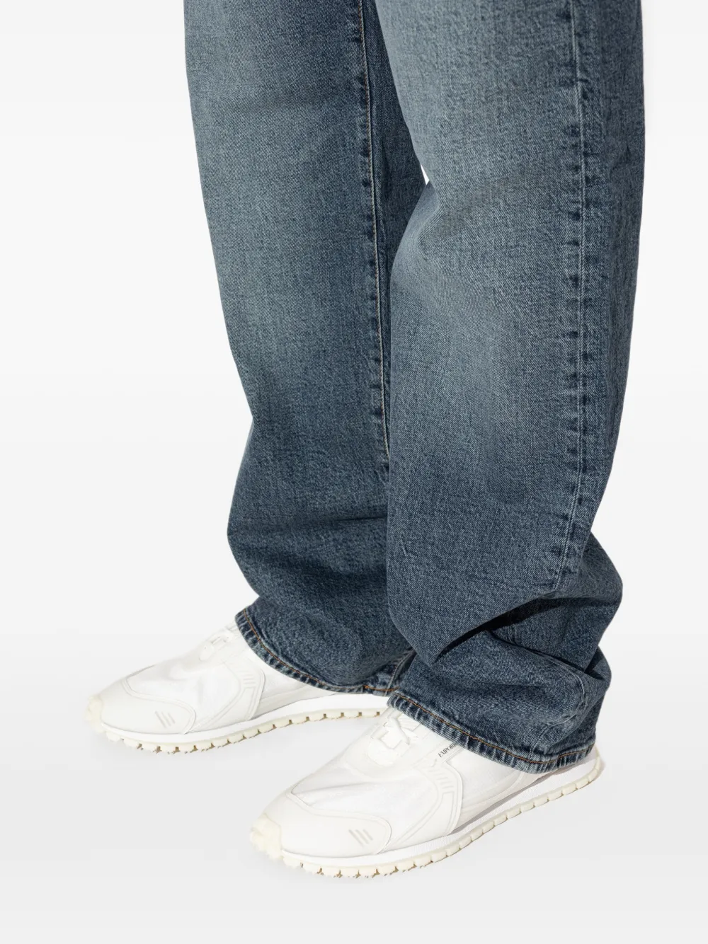 Emporio Armani Sneakers van ripstop en mesh met rubberen zool met textuur Wit