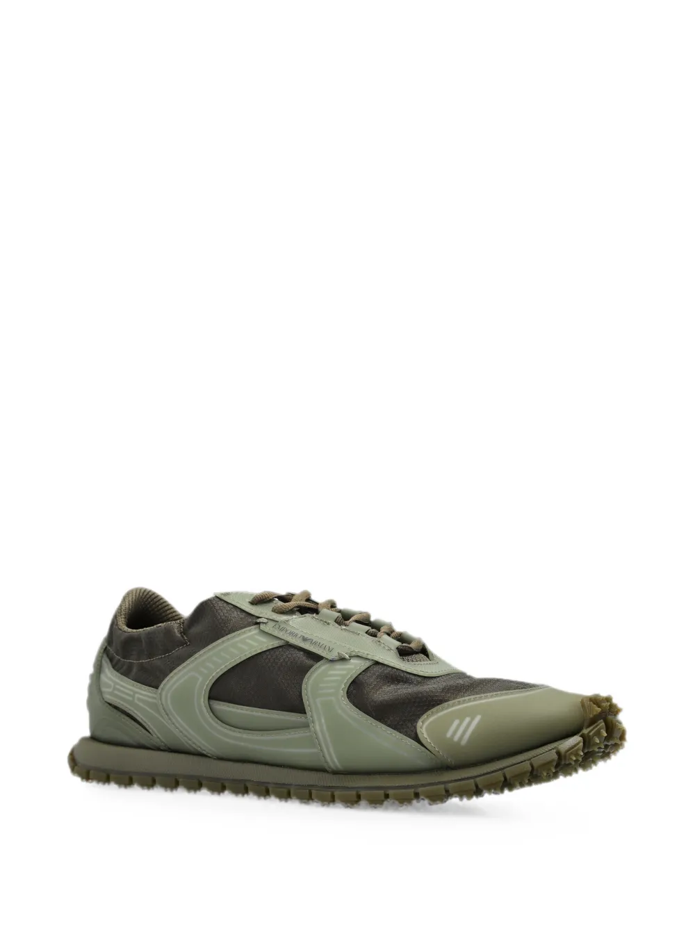 Emporio Armani Sneakers van ripstop en mesh met rubberen zool met textuur Groen