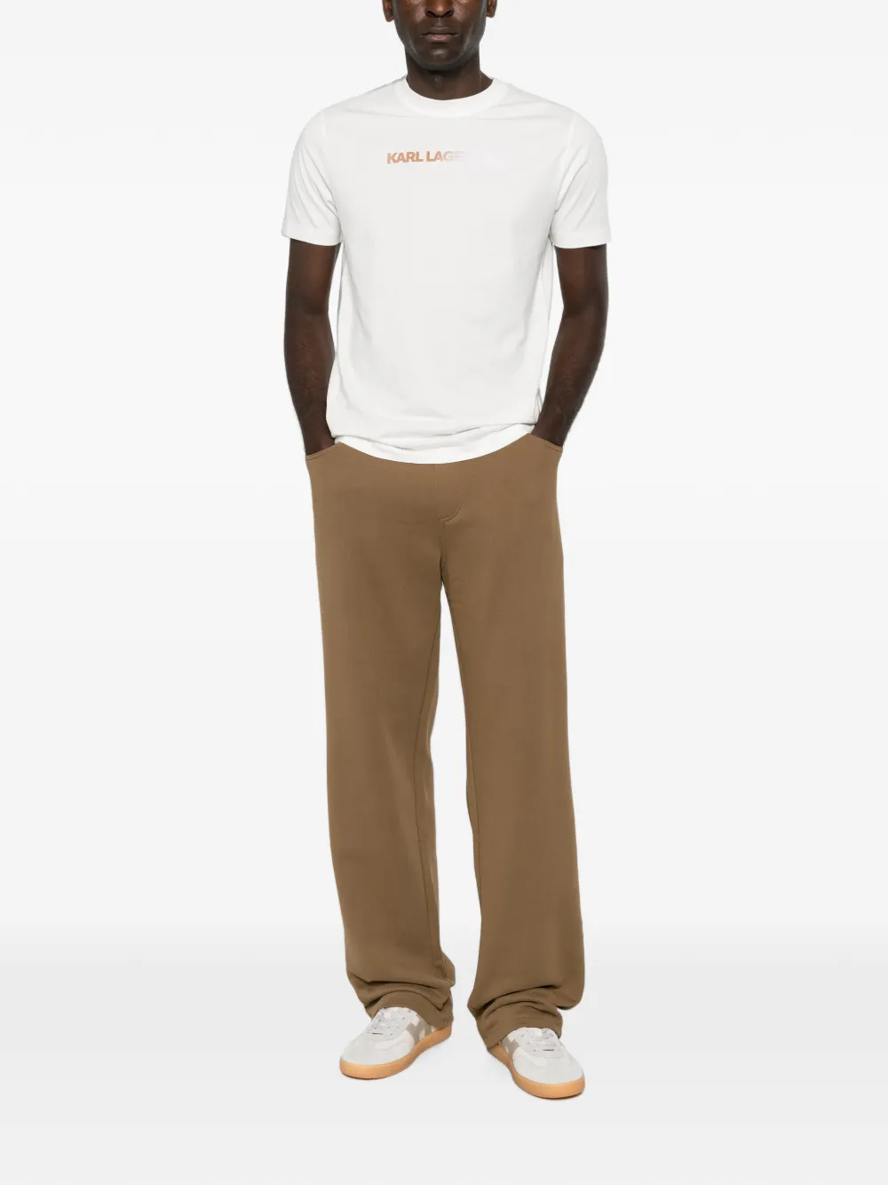 Karl Lagerfeld T-shirt met logoprint met ronde hals Beige