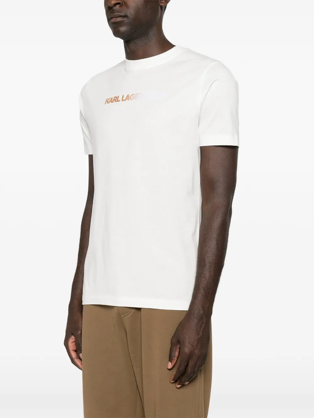 Karl Lagerfeld T-shirt met logoprint met ronde hals Beige