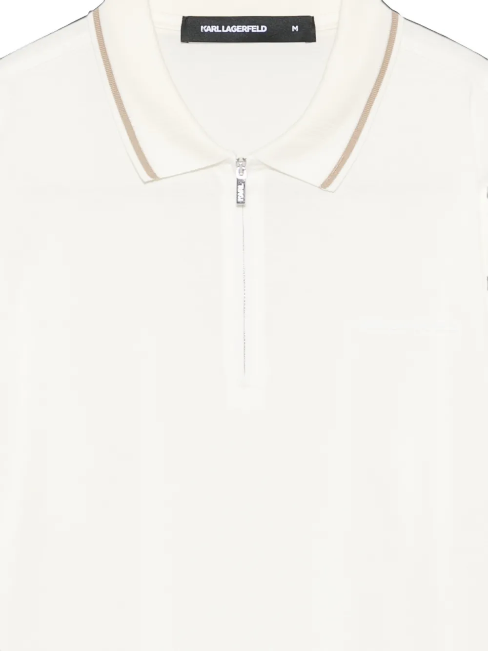 Karl Lagerfeld Poloshirt met ritssluiting en gestreepte afwerking Beige