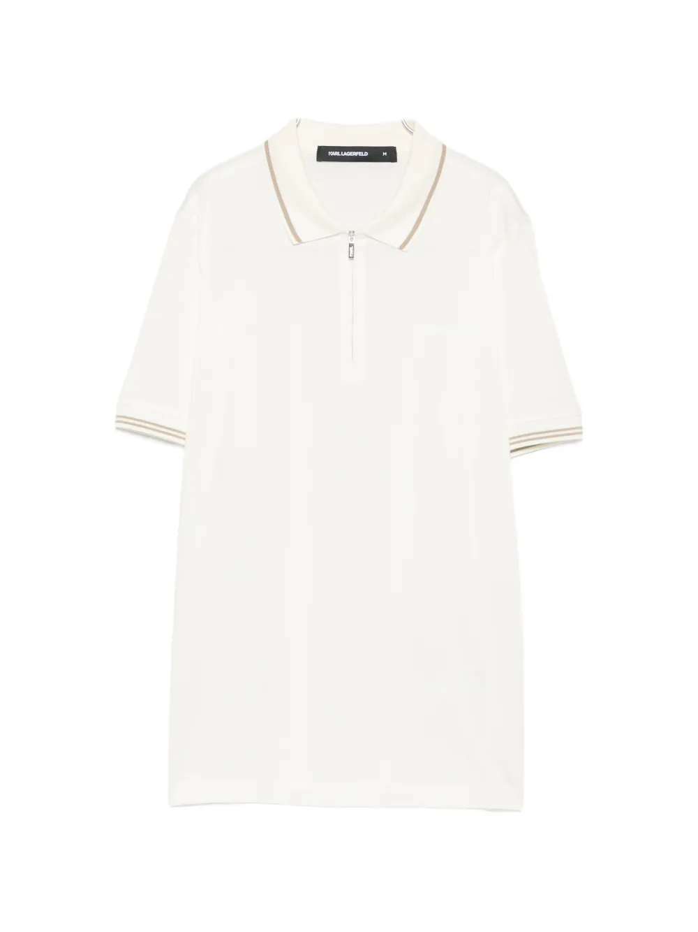 Karl Lagerfeld striped-trim zip-fastening polo shirt - Toni neutri