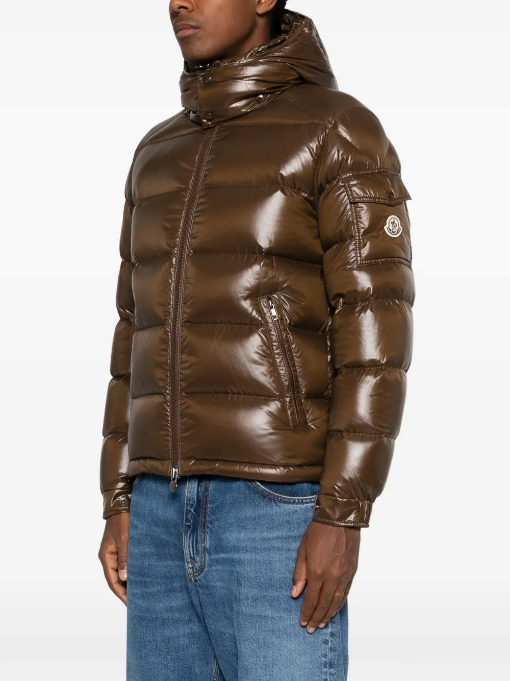 Moncler Maya donsjack met capuchon Bruin