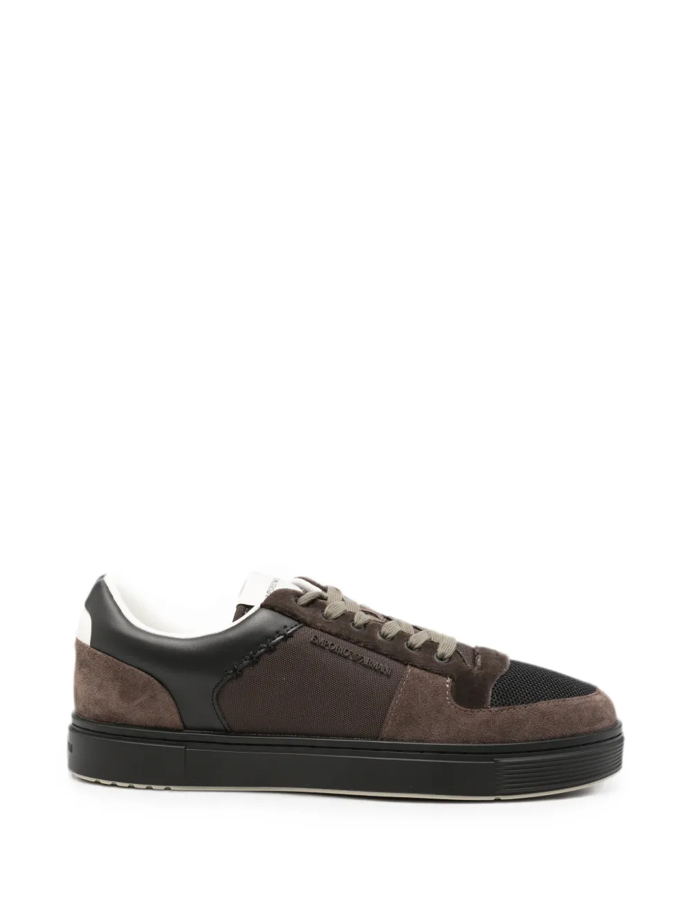 Emporio Armani panelled suede sneakers - Marrone