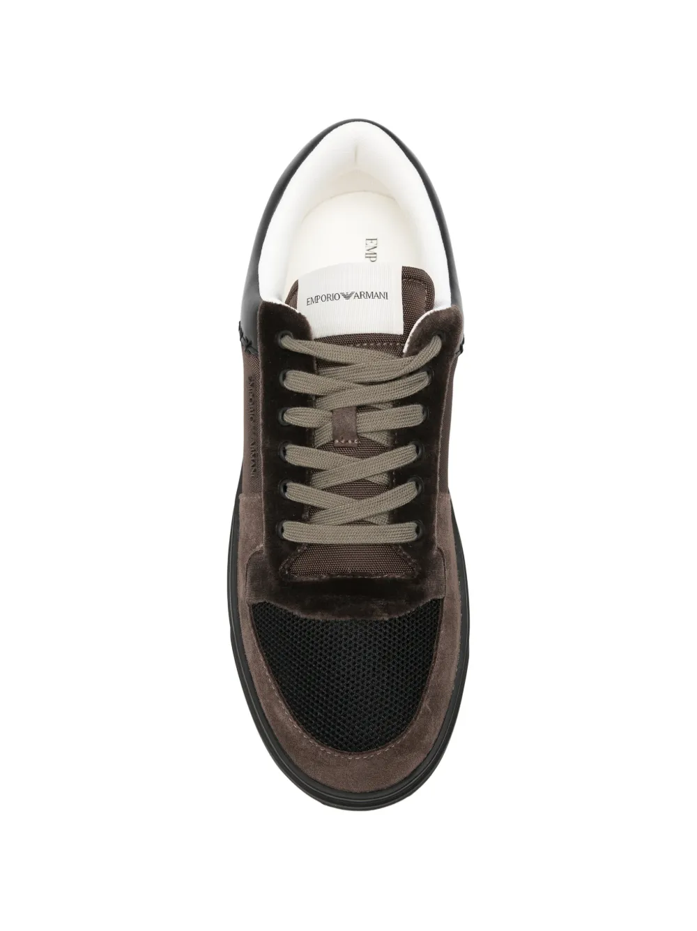 Emporio Armani Suède sneakers met vlakken Bruin
