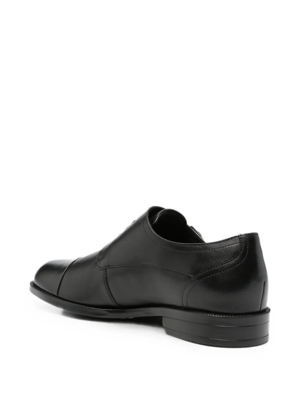 BOSS double-strap leather monk shoes Zwart