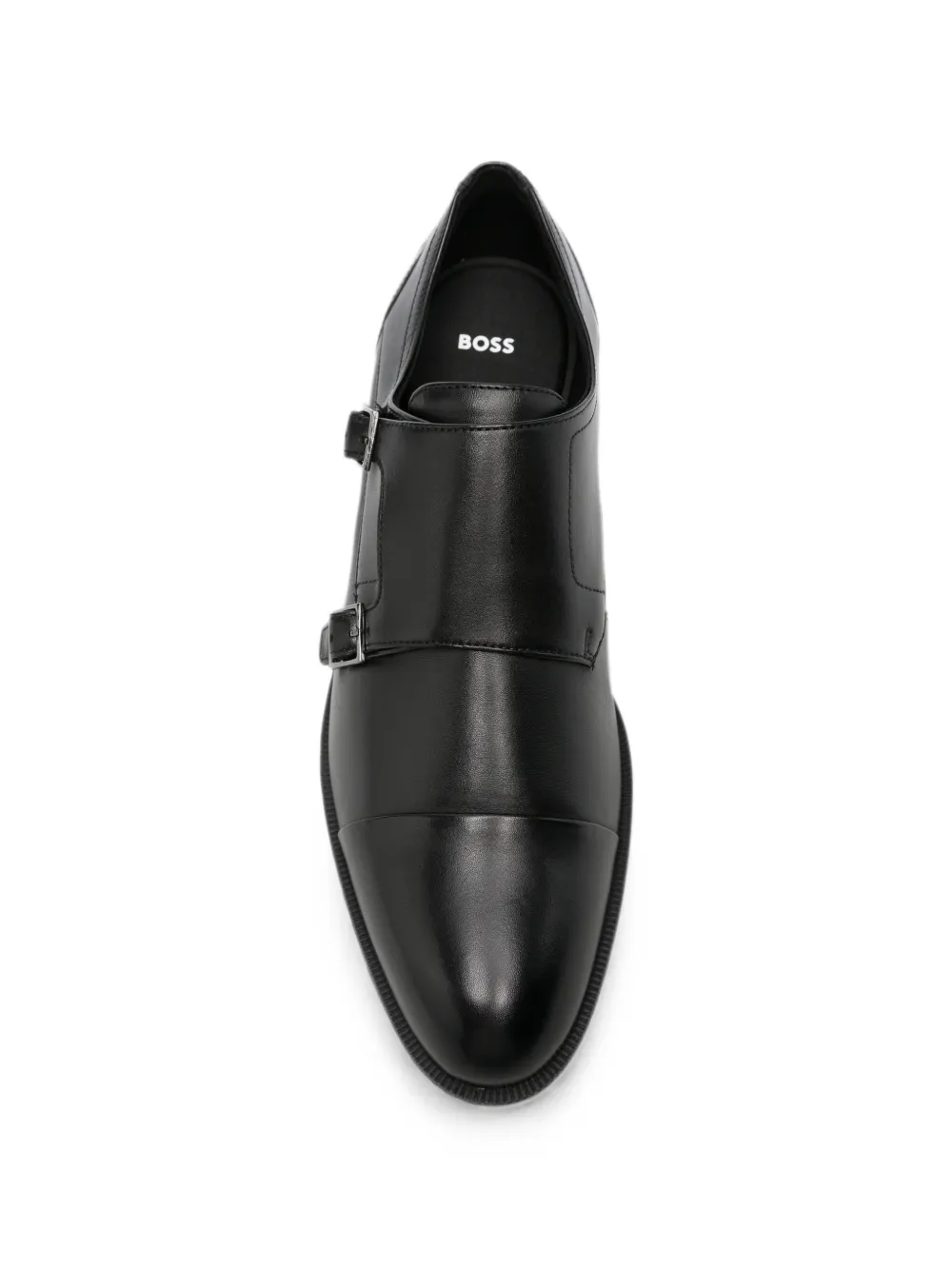 BOSS double-strap leather monk shoes Zwart