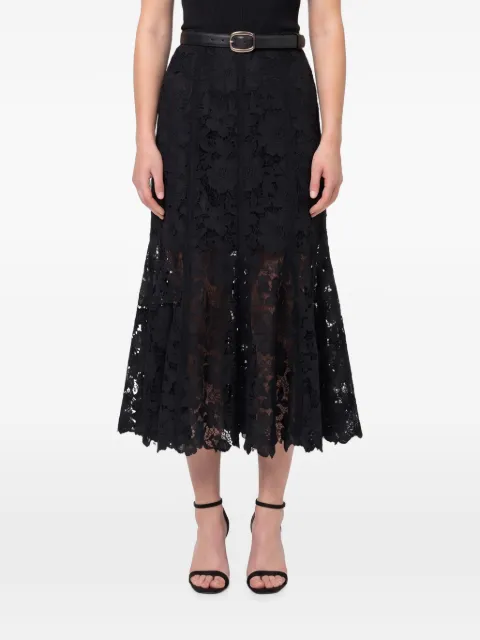 Self-Portrait black lace midi skirt