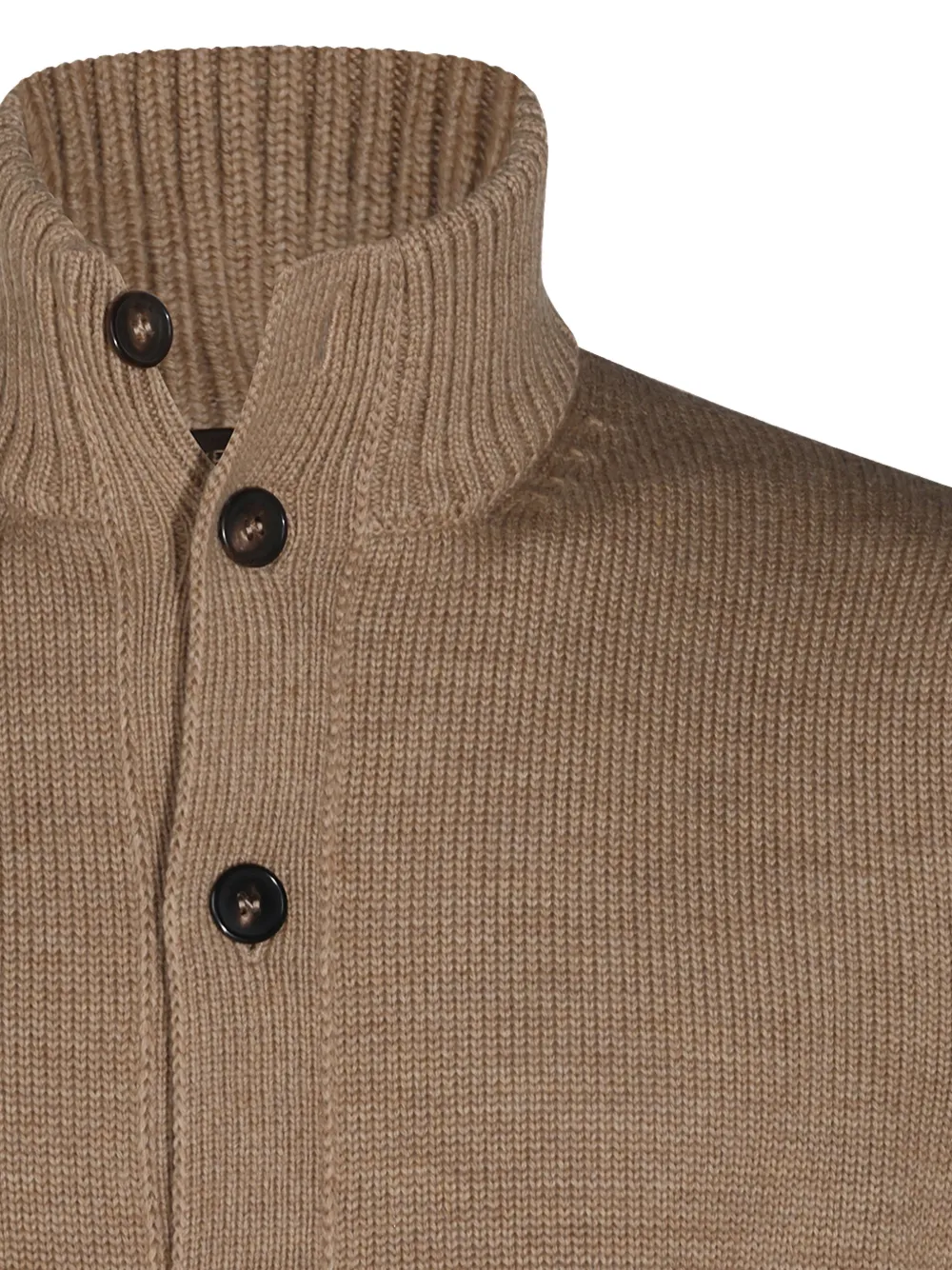 Zanone button-up ribbed-trim sweater Beige