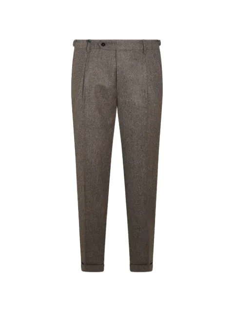 Berwich herringbone pleat-detail trousers
