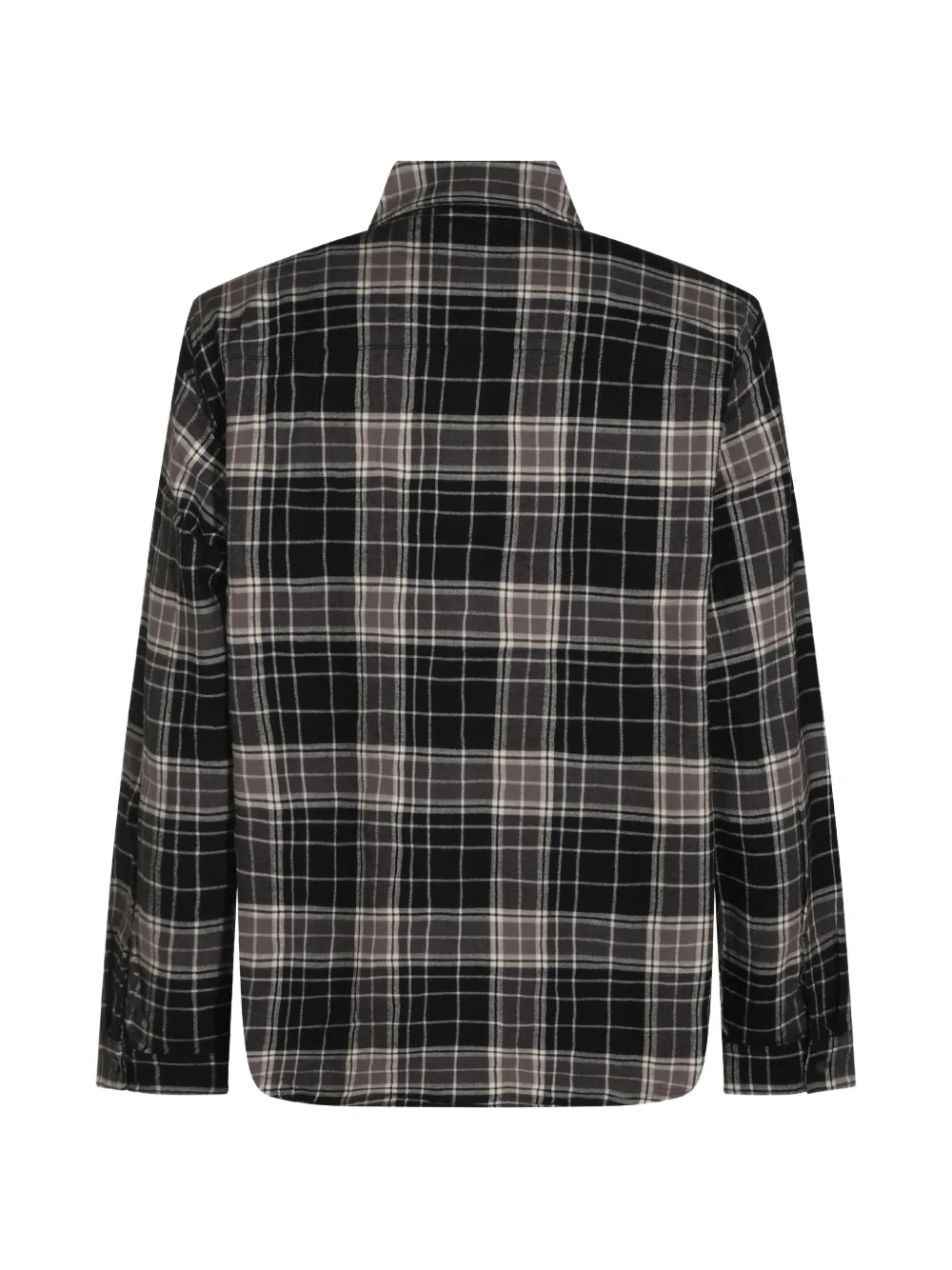 Diesel check-print logo-patch shirt Zwart