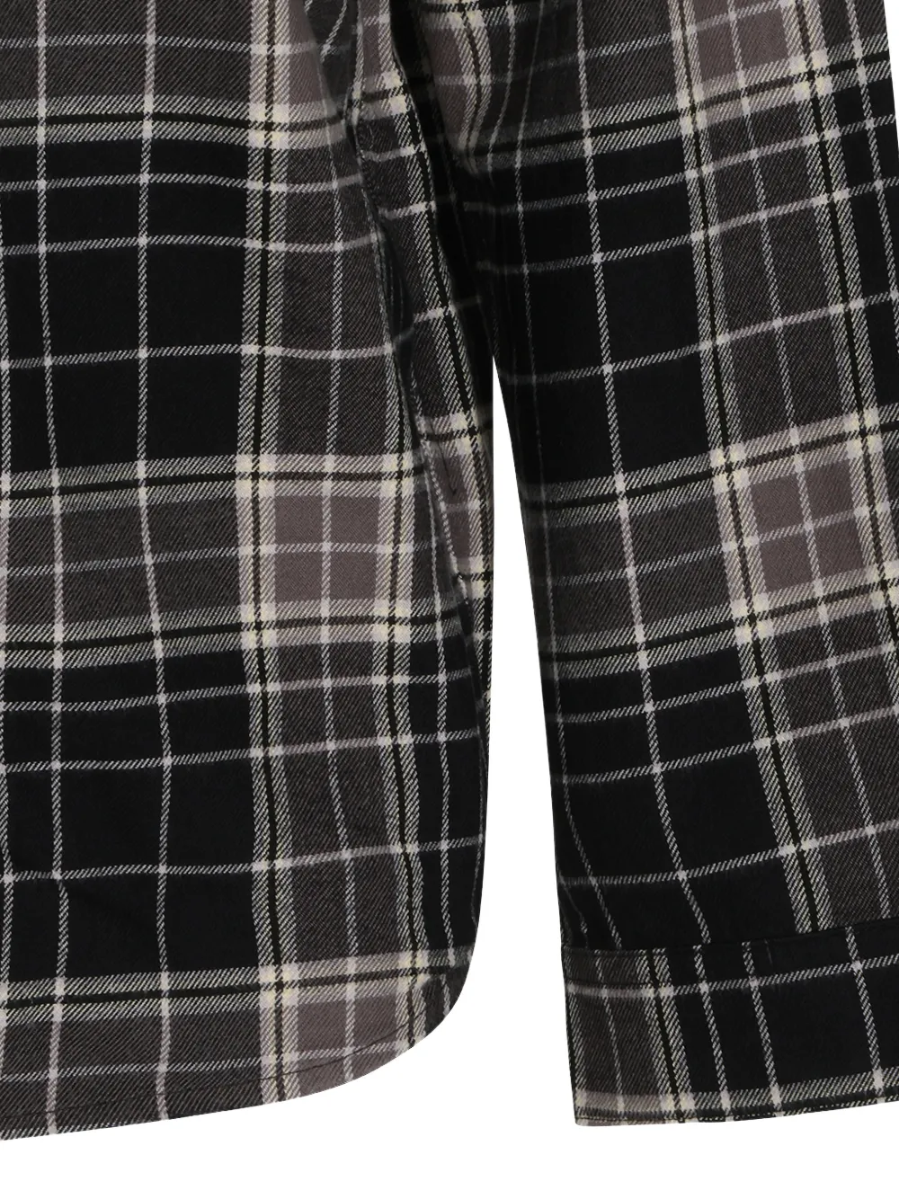 Diesel check-print logo-patch shirt Zwart