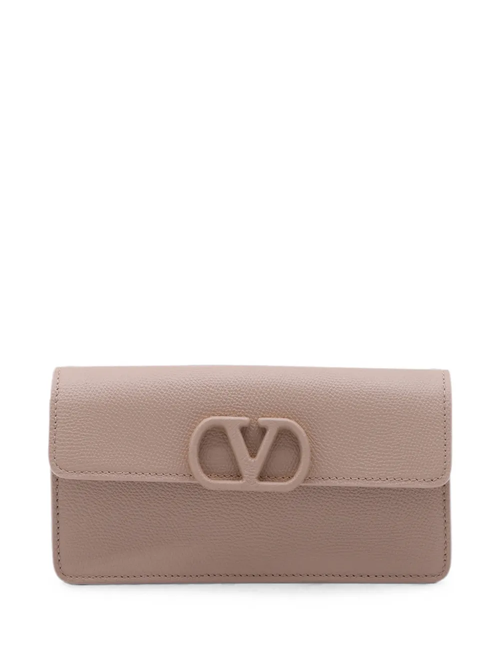 Valentino Garavani VLogo Signature grainy calfskin wallet with chain - Rosa
