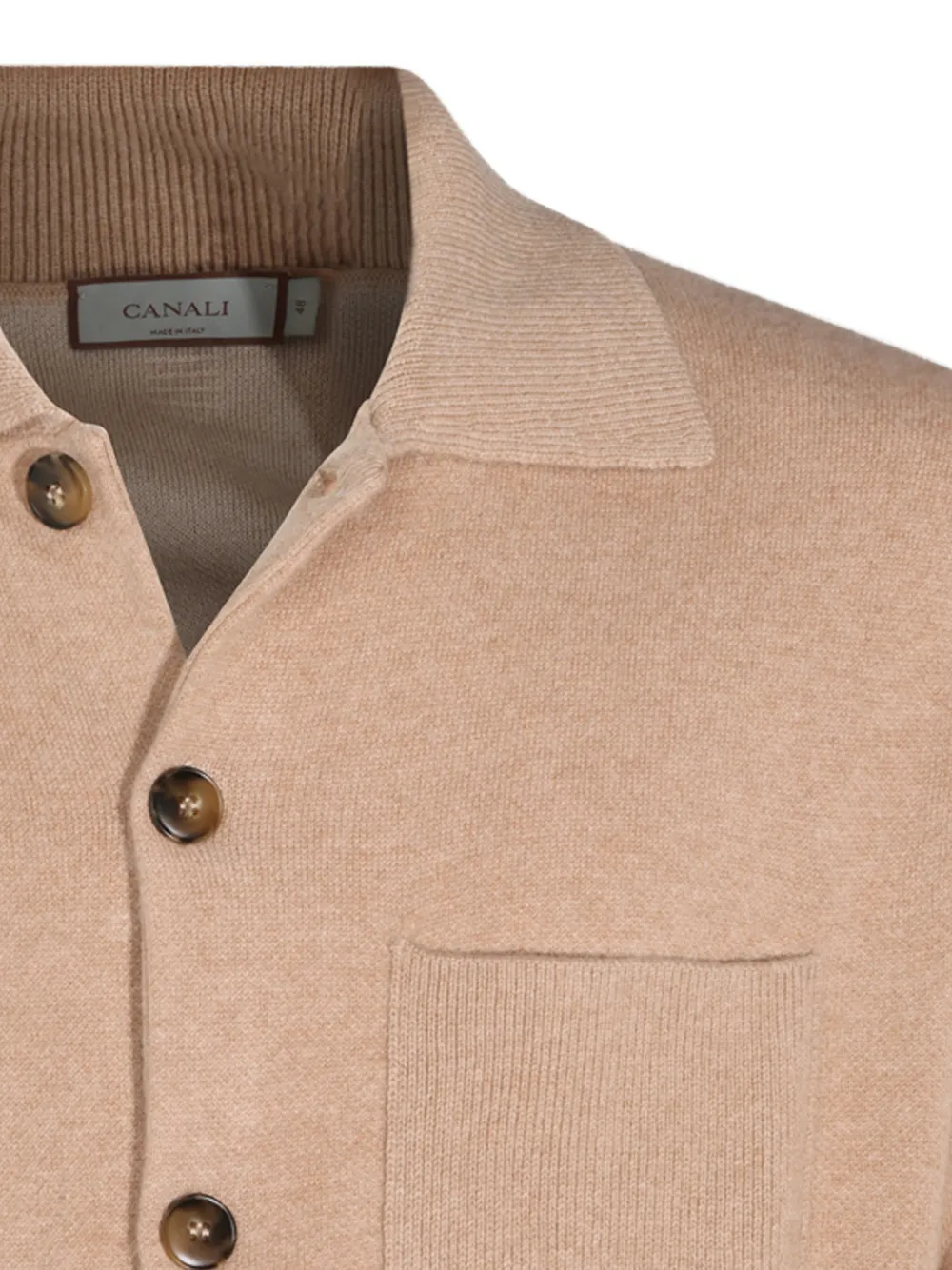 Canali Vest met gespreide kraag en borstzak Beige