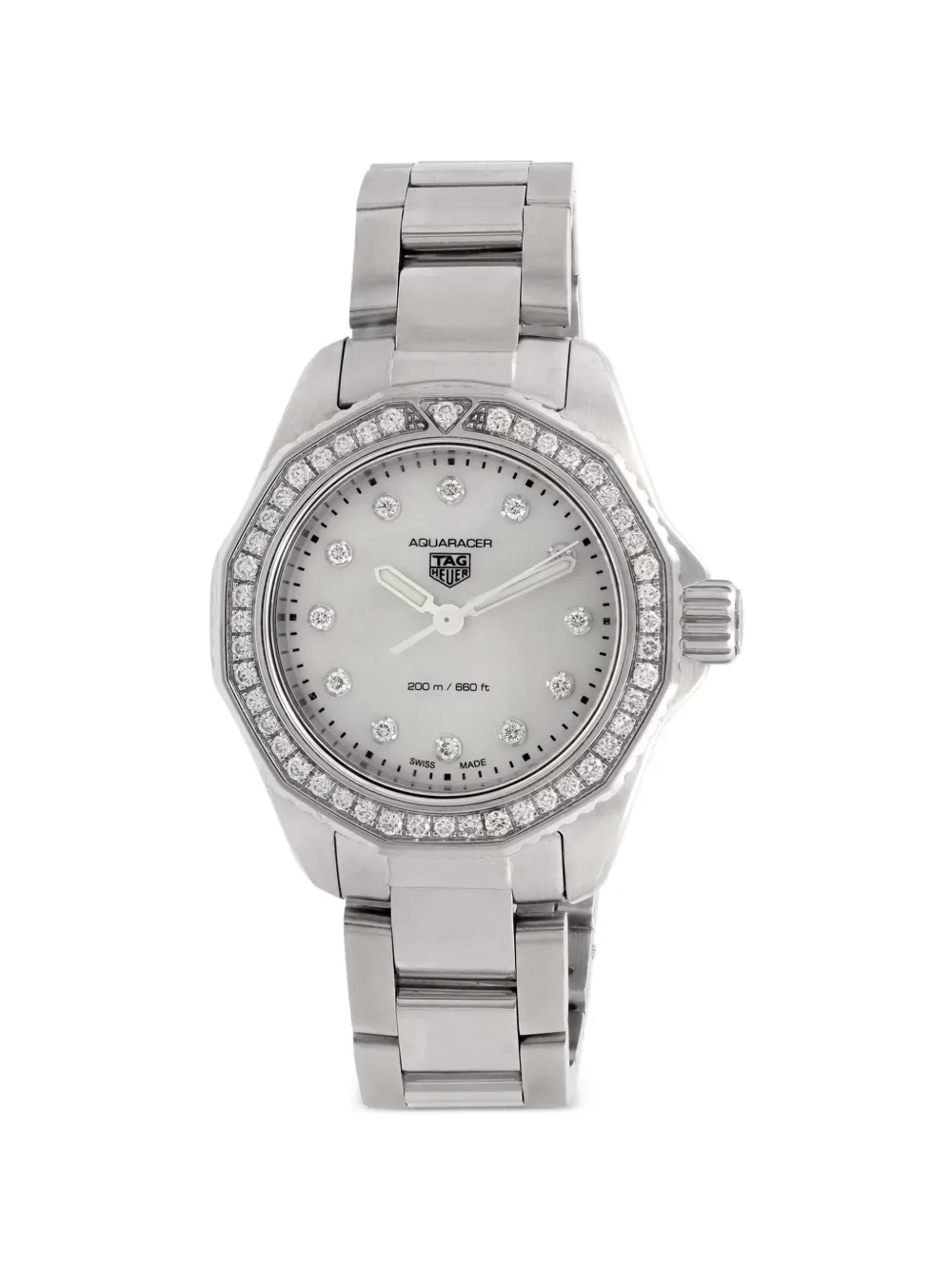 TAG Heuer Pre-Owned Aquaracer diamond-embellished 30mm watch - Weiß