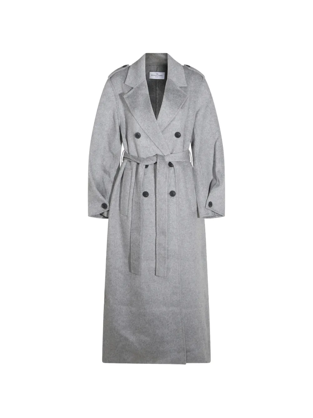 The Dynamis Studio Double-breasted Belted Coat In Gray