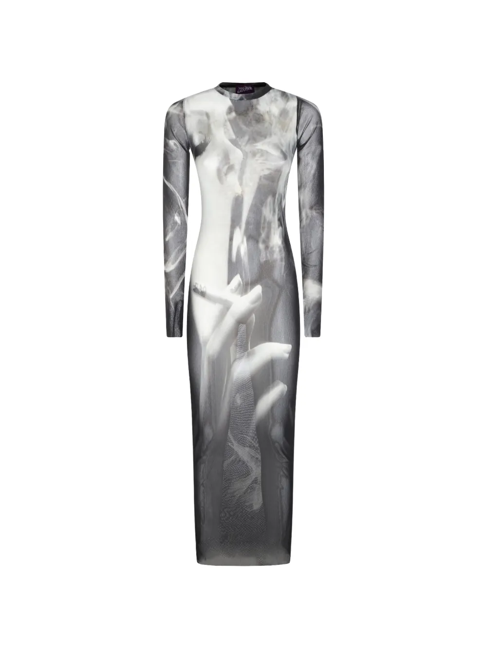 Jean Paul Gaultier robe longue à imprimé graphique - Noir