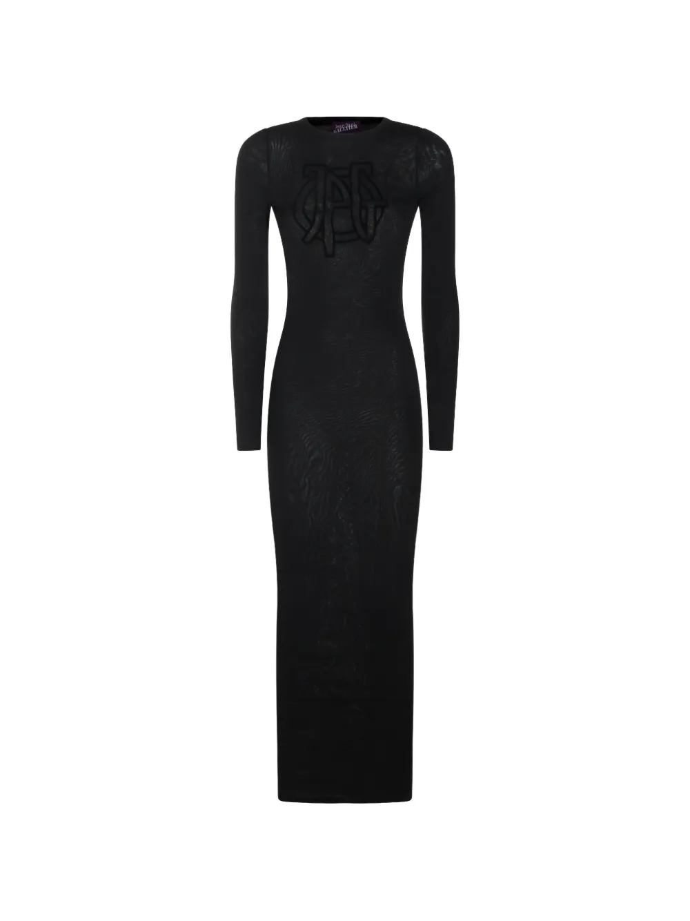 Jean Paul Gaultier logo-appliqué mesh maxi dress Zwart