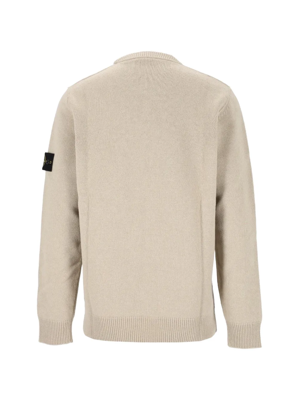 Stone Island 5100072 lamswollen regular-fit trui met ronde hals en geribbelde afwerking Beige