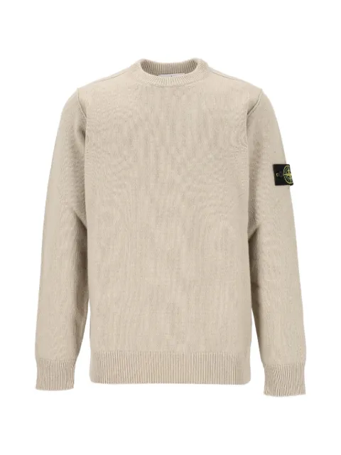 Stone Island 5100072 lambswool regular-fit crewneck jumper with ribbed trims