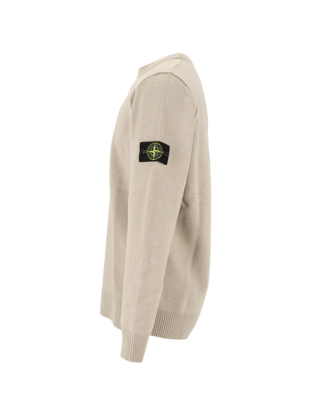 Stone Island 5100072 lamswollen regular-fit trui met ronde hals en geribbelde afwerking Beige