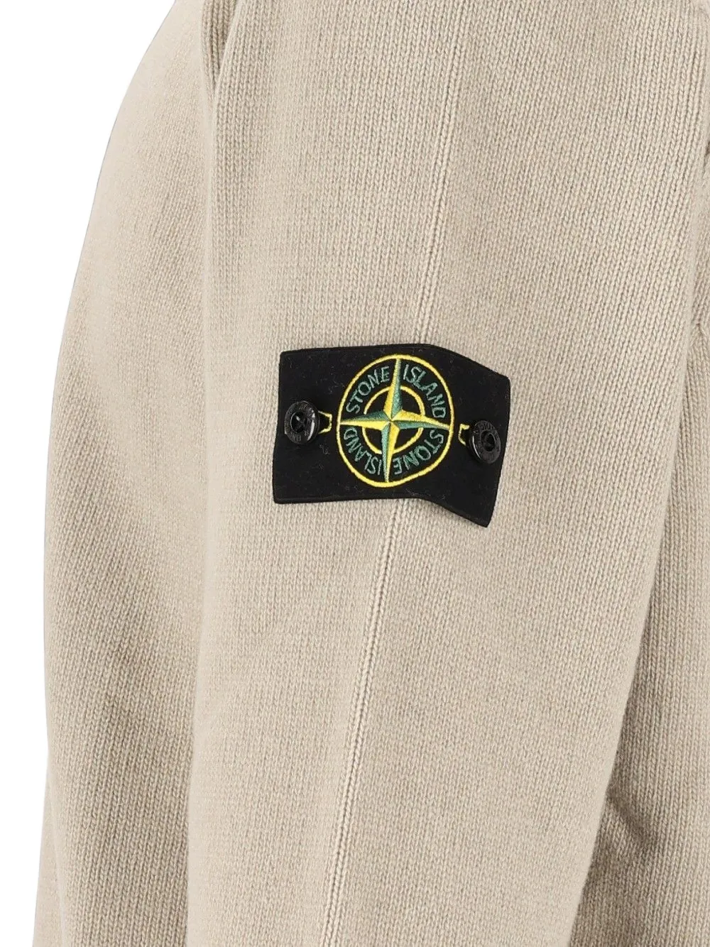 Stone Island 5100072 lamswollen regular-fit trui met ronde hals en geribbelde afwerking Beige